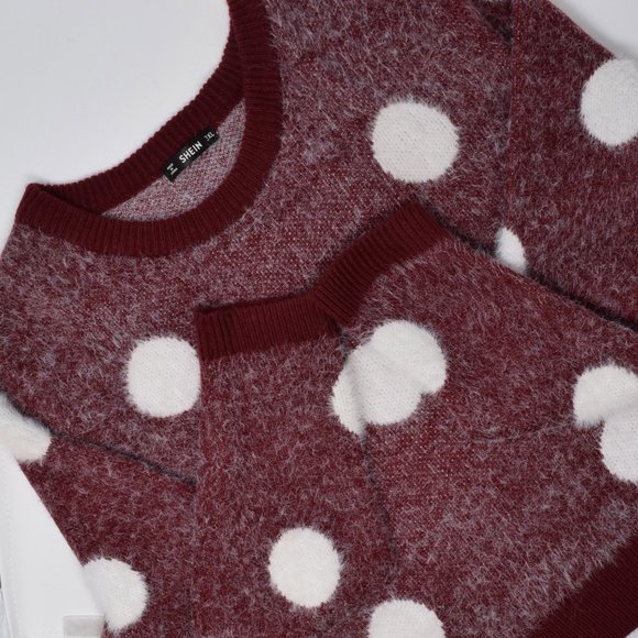 Shein Polka Dot Pullover Fuzzy Sweater 3XL - Picture 5 of 9